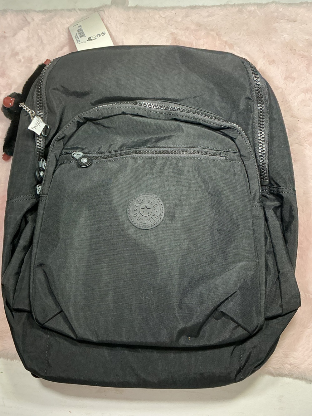 Kipling Black Nylon Daypack with Front Zip Pocket c2